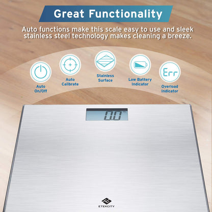 Etekcity Digital Body Weight Bathroom Scale, Large Blue LCD Backlight Display, High Precision Measurements,6mm Tempered Glass, 400 Pounds