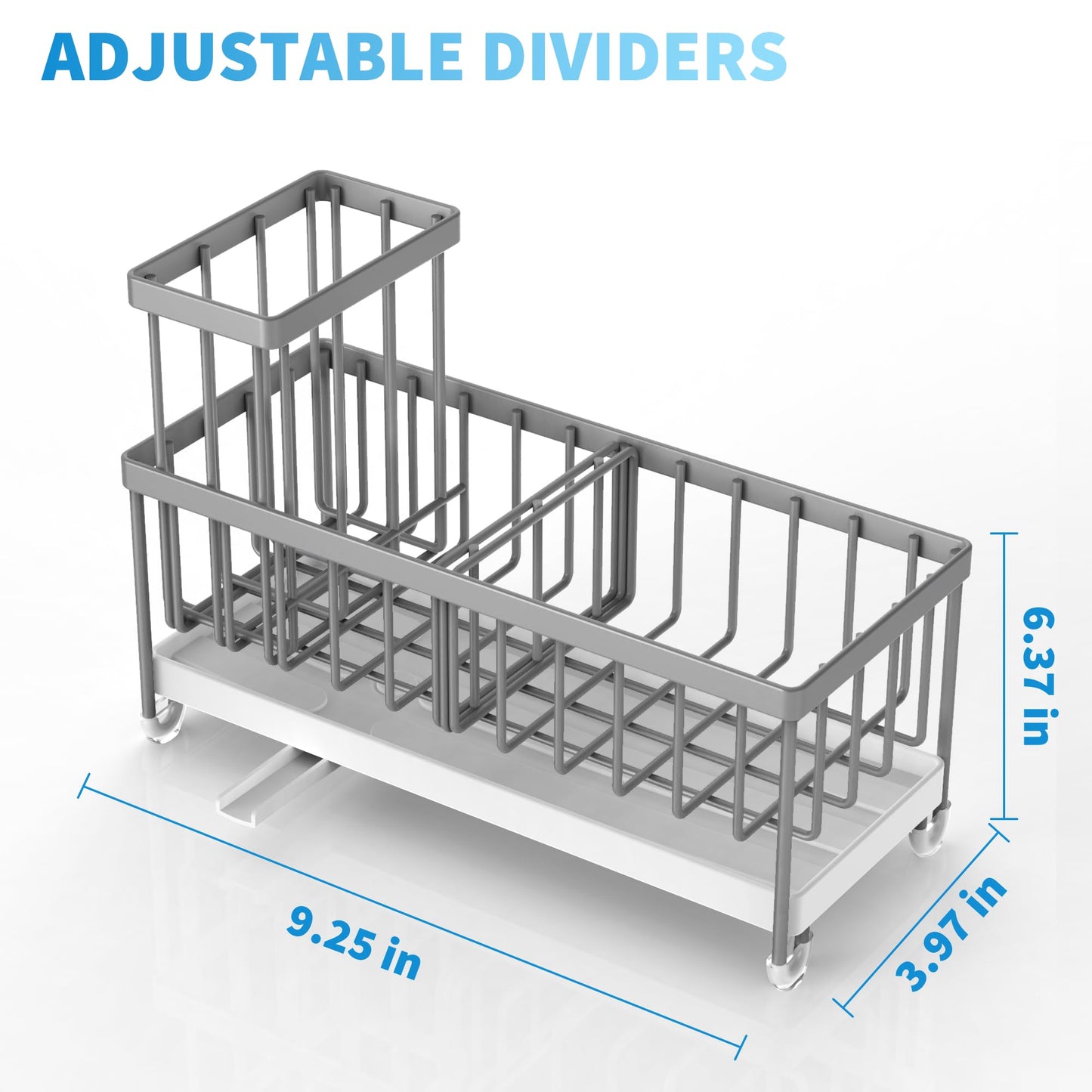 Cisily Black Sponge Holder for Kitchen Sink, Sink Caddy Organizer with High Brush Holder, Kitchen Countertop Organizers and Storage Essentials, Rustproof 304 Stainless Steel, Soap Dispenser Organize