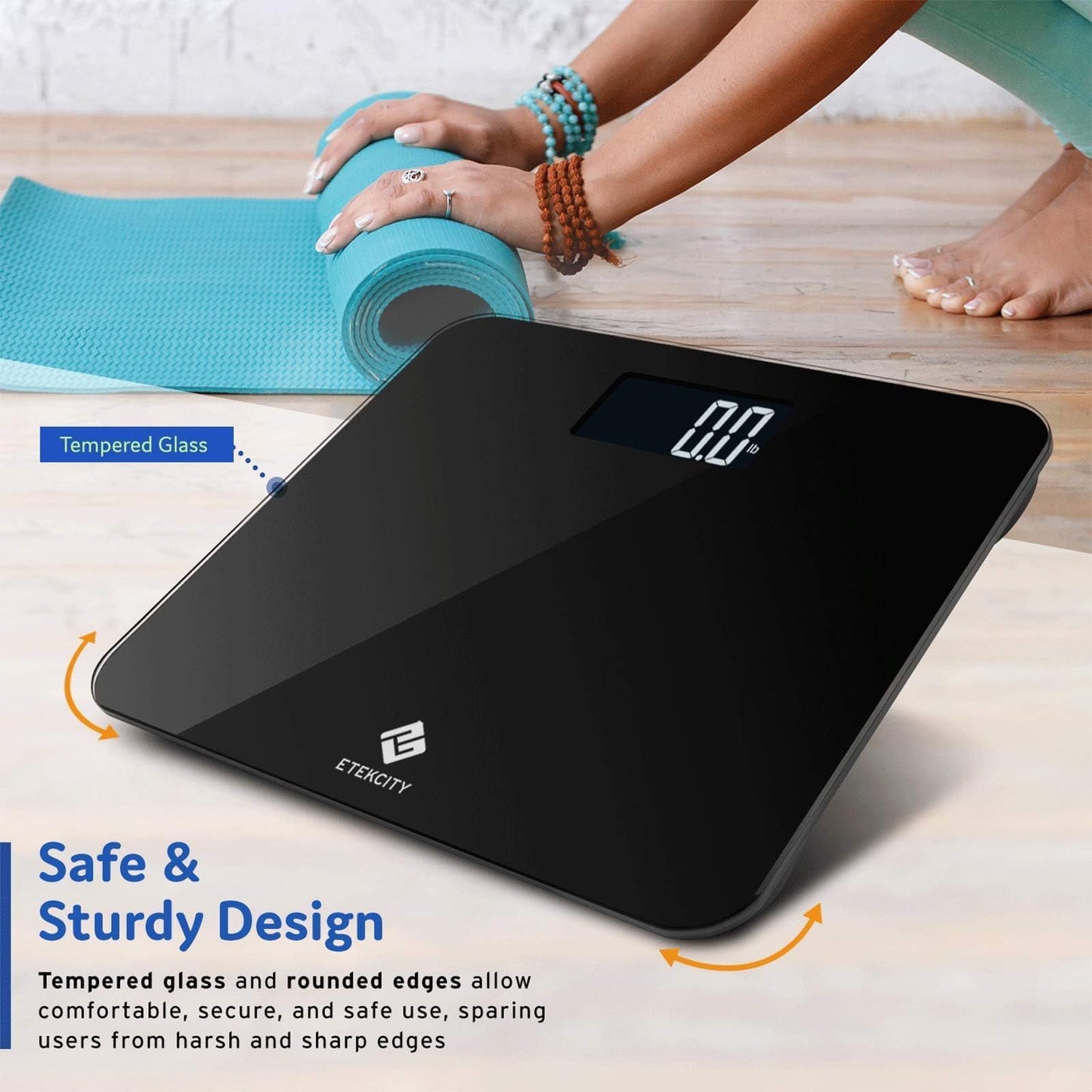 Etekcity Digital Body Weight Bathroom Scale, Large Blue LCD Backlight Display, High Precision Measurements,6mm Tempered Glass, 400 Pounds