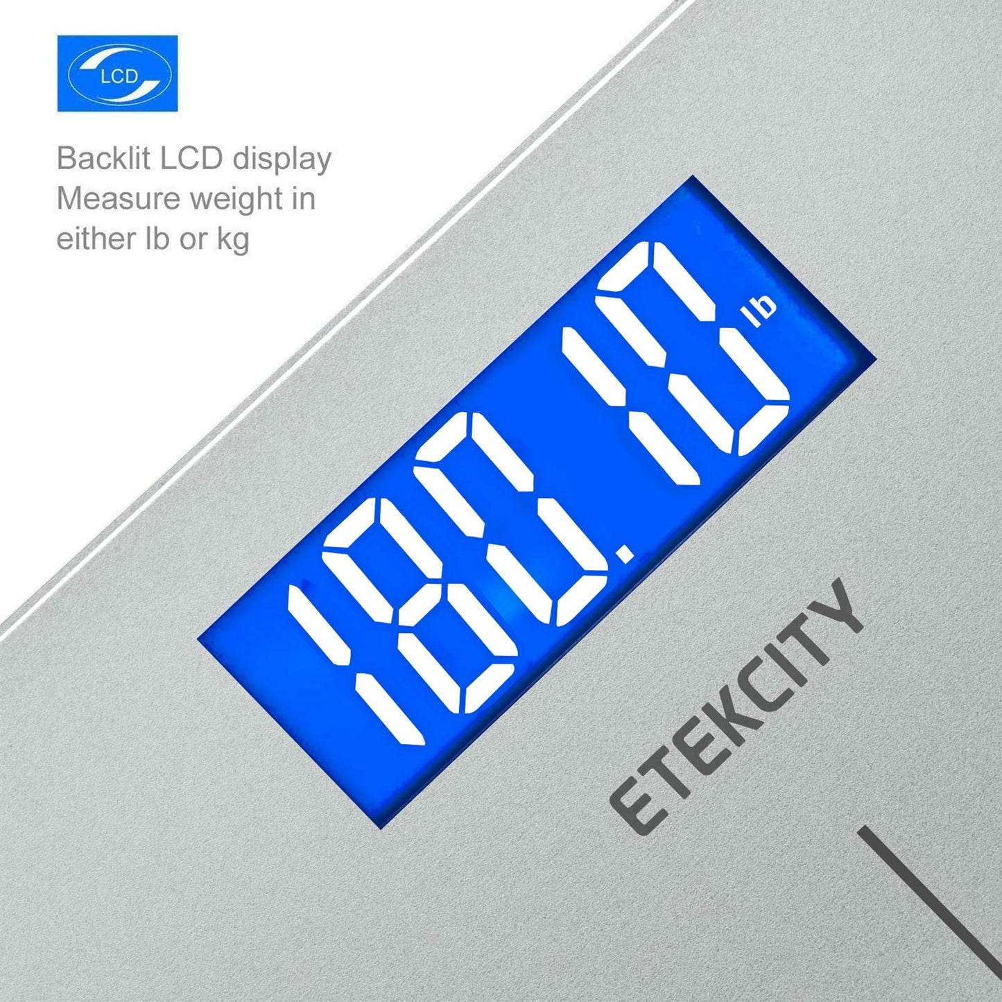 Etekcity Digital Body Weight Bathroom Scale, Large Blue LCD Backlight Display, High Precision Measurements,6mm Tempered Glass, 400 Pounds