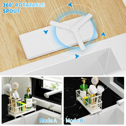 Cisily Black Sponge Holder for Kitchen Sink, Sink Caddy Organizer with High Brush Holder, Kitchen Countertop Organizers and Storage Essentials, Rustproof 304 Stainless Steel, Soap Dispenser Organize