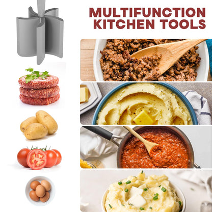 Meat Chopper, Hamburger Grinder, Premium Heat Resistant Smasher for Ground Beef, Burger Grinder Nylon Potato Mix Tool, Meat & Poultry Tenderizers-Black