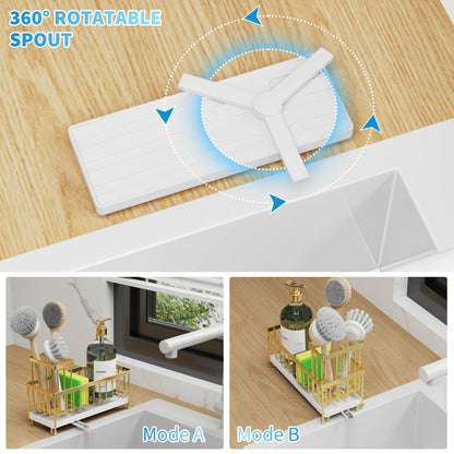 Cisily Black Sponge Holder for Kitchen Sink, Sink Caddy Organizer with High Brush Holder, Kitchen Countertop Organizers and Storage Essentials, Rustproof 304 Stainless Steel, Soap Dispenser Organize