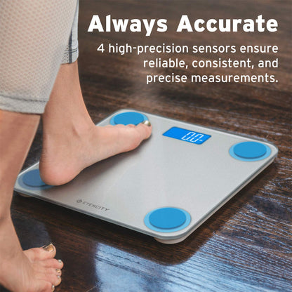 Etekcity Digital Body Weight Bathroom Scale, Large Blue LCD Backlight Display, High Precision Measurements,6mm Tempered Glass, 400 Pounds