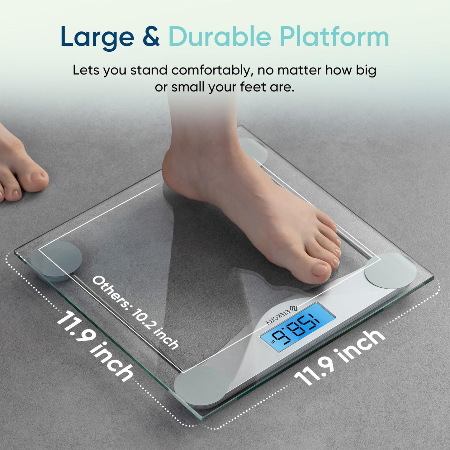 Etekcity Digital Body Weight Bathroom Scale, Large Blue LCD Backlight Display, High Precision Measurements,6mm Tempered Glass, 400 Pounds
