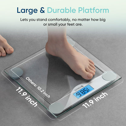 Etekcity Digital Body Weight Bathroom Scale, Large Blue LCD Backlight Display, High Precision Measurements,6mm Tempered Glass, 400 Pounds