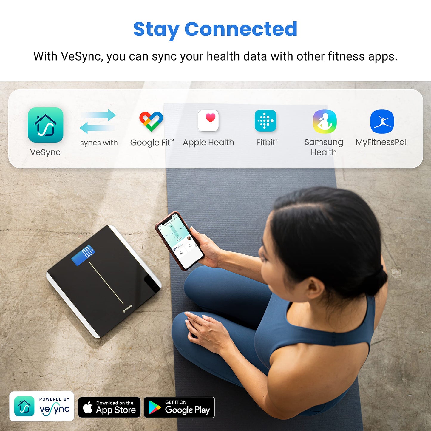 Etekcity Digital Body Weight Bathroom Scale, Large Blue LCD Backlight Display, High Precision Measurements,6mm Tempered Glass, 400 Pounds