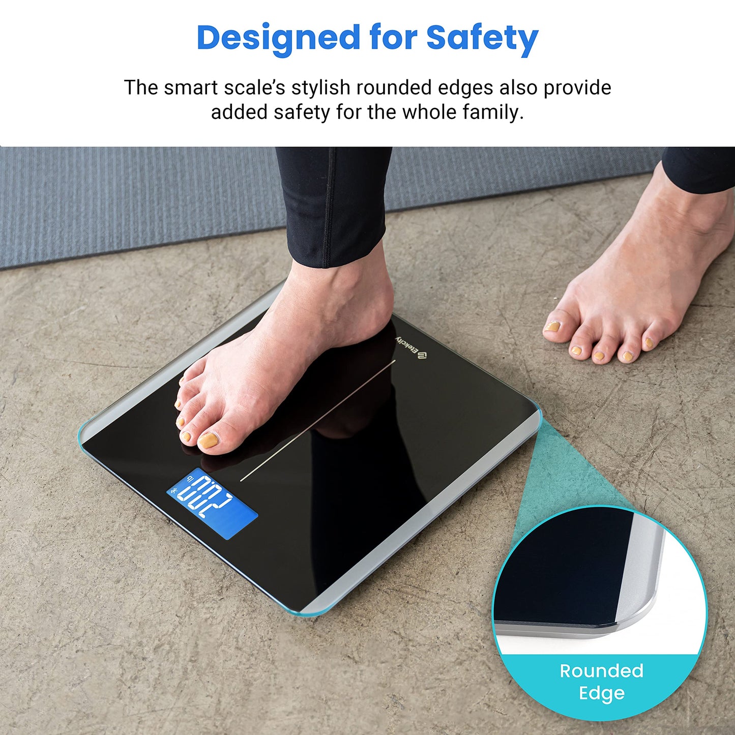 Etekcity Digital Body Weight Bathroom Scale, Large Blue LCD Backlight Display, High Precision Measurements,6mm Tempered Glass, 400 Pounds